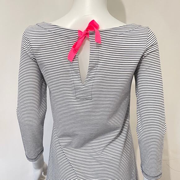 Lilly Pulitzer Shift Dress Womens Small White Blue Pin Stripe Knit 3/4 Sleeve - Picture 5 of 9